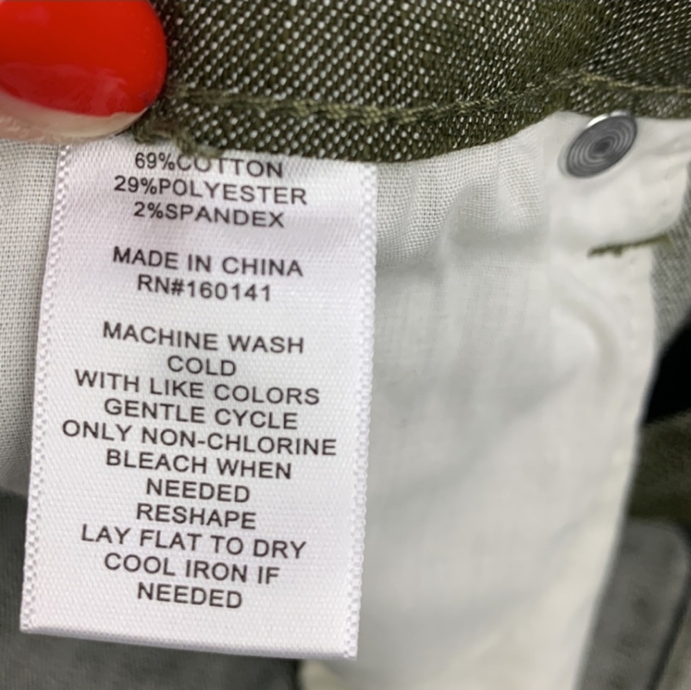 Frye Heritage Olive Green Shorts Raw Hem - Picture 9 of 9
